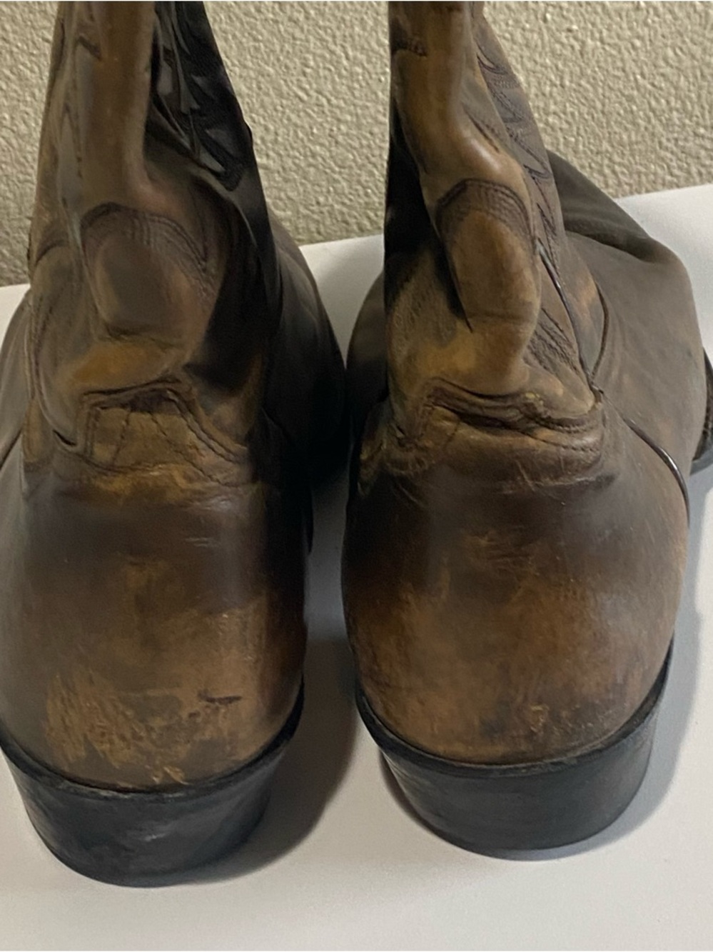 Ariat Tan Leather Western Boots men size 12D cowboy western Distressed Brown - Picture 8 of 15